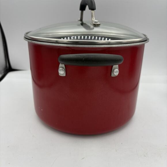 Cuisinart Stockpot 6 Quart Red 5566-22R with Glass Lid Cover Non-Stick - Picture 3 of 13